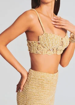 Retrofete Melody Crochet Top Gold Sale