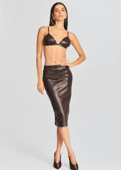 Retrofete Mercy Leather Skirt Dark Chocolate Hot