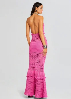 Retrofete Mesa Knit Crochet Dress Paradise Pink New
