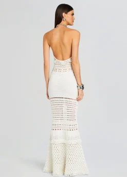 Retrofete Mesa Knit Crochet Dress Iridescent White Outlet
