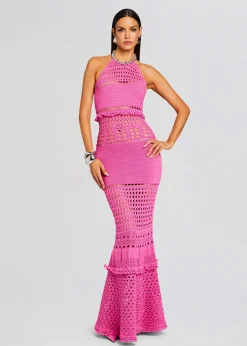 Retrofete Mesa Knit Crochet Dress Paradise Pink Cheap