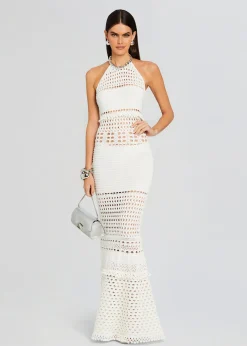 Retrofete Mesa Knit Crochet Dress Iridescent White Hot