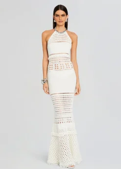 Retrofete Mesa Knit Crochet Dress Iridescent White Shop