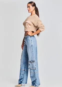 Retrofete Mid Cropped Devin Sweater Tan Cheap