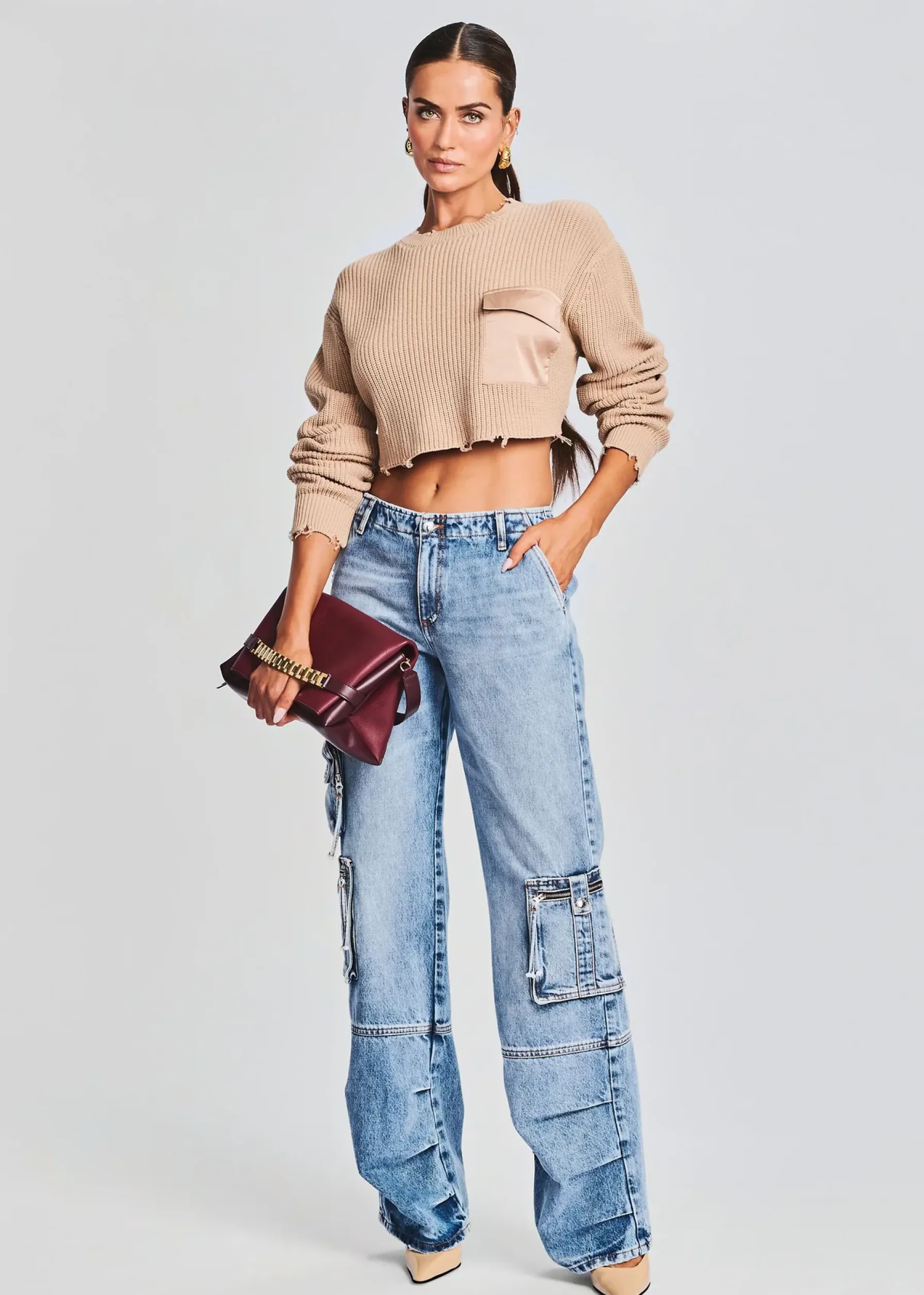 Retrofete Mid Cropped Devin Sweater Tan Hot