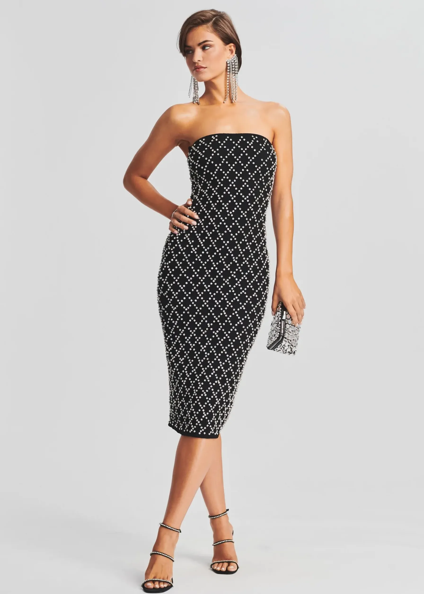 Retrofete Minetta Embellished Chiffon Dress Black Fashion