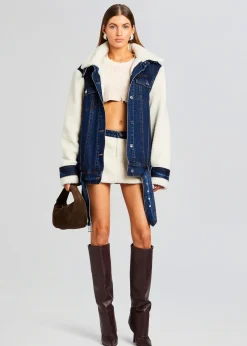 Retrofete Mink Teddy Denim Jacket Deep Sea Flash Sale