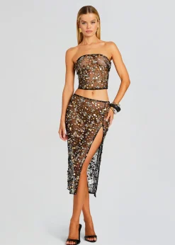 Retrofete Mirage Embellished Skirt Black/Gold Store