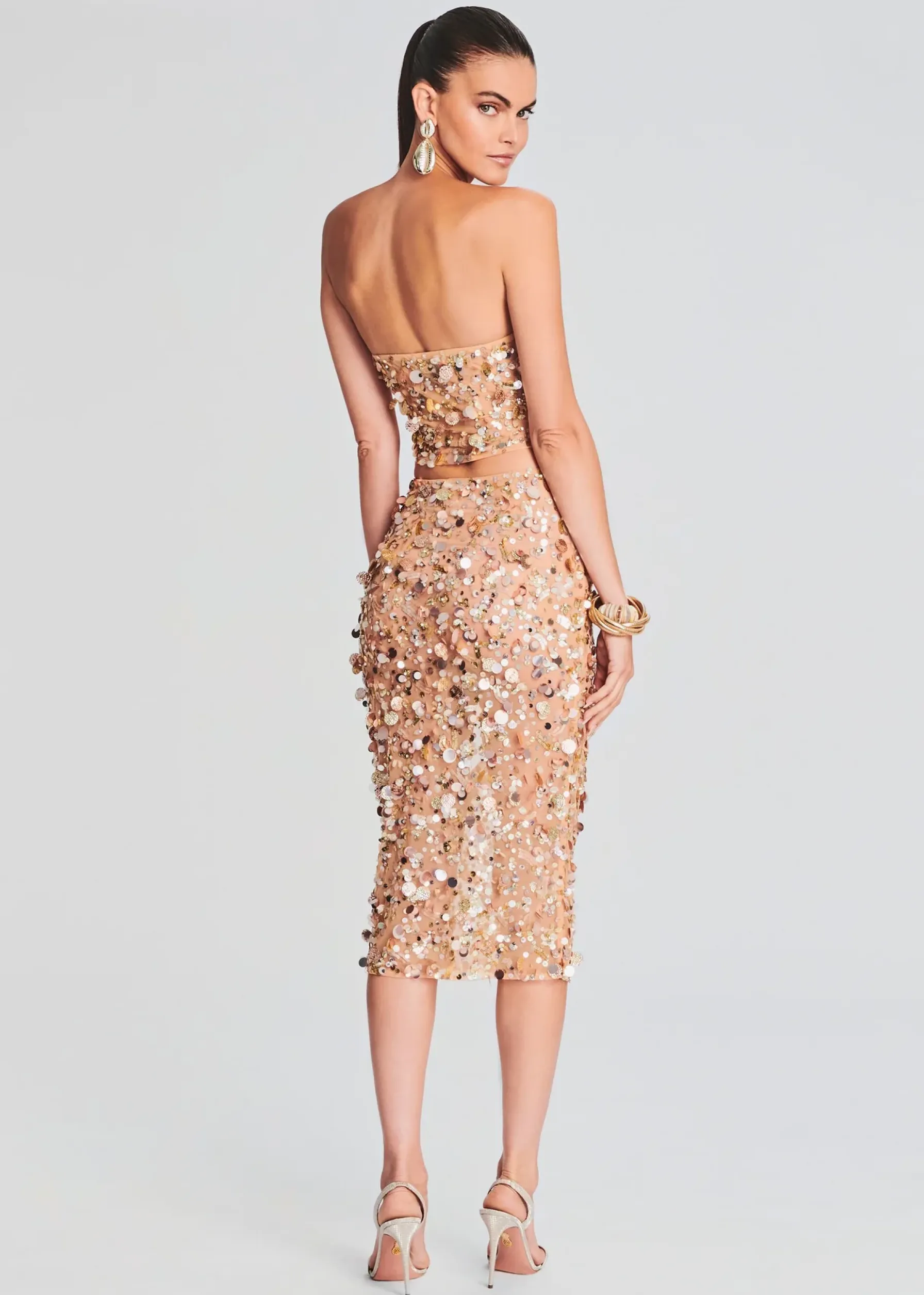 Retrofete Mirage Embellished Skirt Gold Seashell Sale