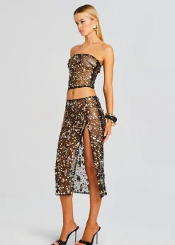 Retrofete Mirage Embellished Skirt Black/Gold Online