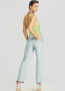 Retrofete Molly Sequin Crochet Top Lime Green Fashion
