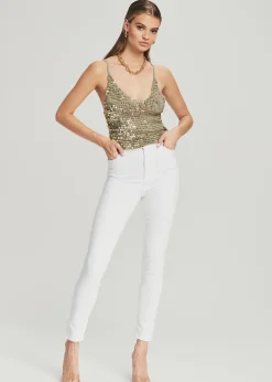 Retrofete Molly Sequin Crochet Top Sage Cheap