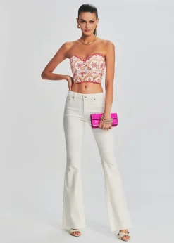 Retrofete Moore Mid Rise Flare Jean Washed White Cheap