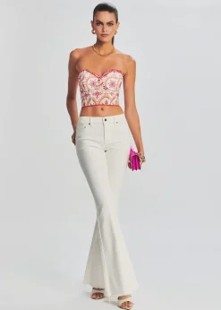 Retrofete Moore Mid Rise Flare Jean Washed White Shop