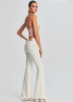 Retrofete Moore Mid Rise Flare Jean Washed White Shop