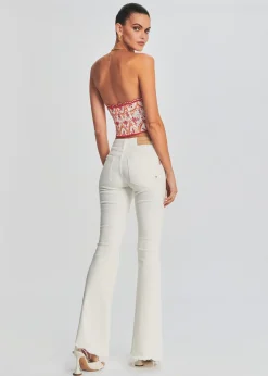 Retrofete Moore Mid Rise Flare Jean Washed White Shop