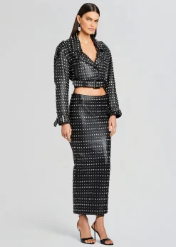 Retrofete Mora Embellished Leather Jacket Black Cheap
