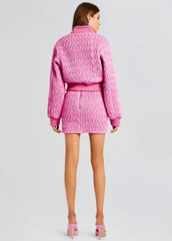 Retrofete Morgana Embellished Leather Jacket Begonia Pink Clearance