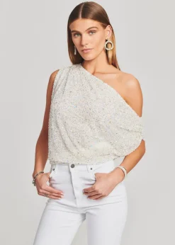 Retrofete Myles Sequin Top Iridescent White Fashion