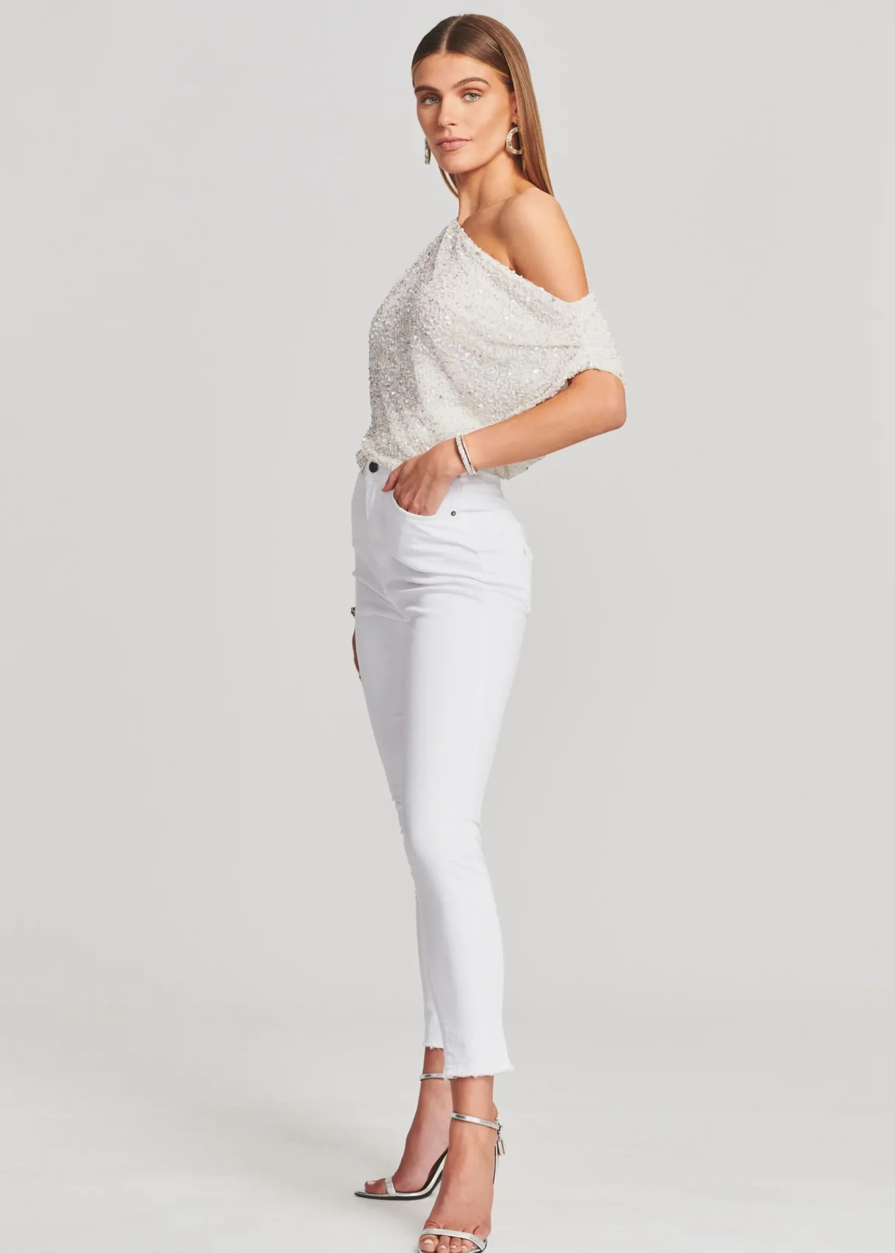 Retrofete Myles Sequin Top Iridescent White Online