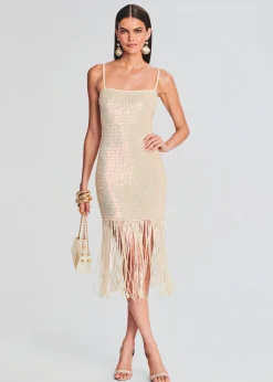 Retrofete Nalu Sequin Crochet Dress Iridescent Ivory Best Sale