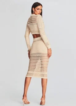 Retrofete Nico Knit Crochet Cardigan Ivory/Gold Clearance