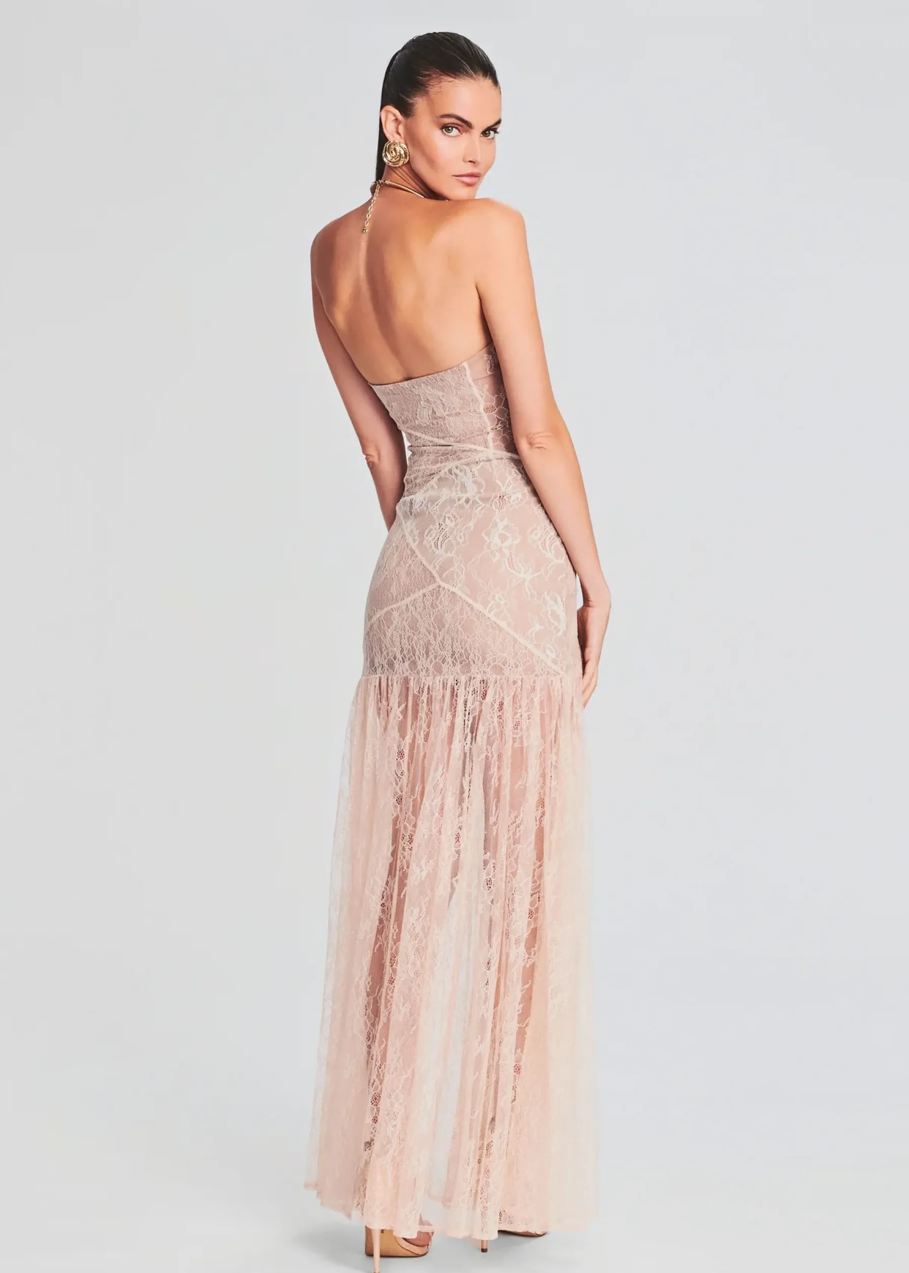 Retrofete Nicole Lace Dress Dusty Peach Flash Sale