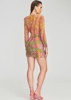 Retrofete Nikki Sequin Palm Dress Tropical Palm Best Sale