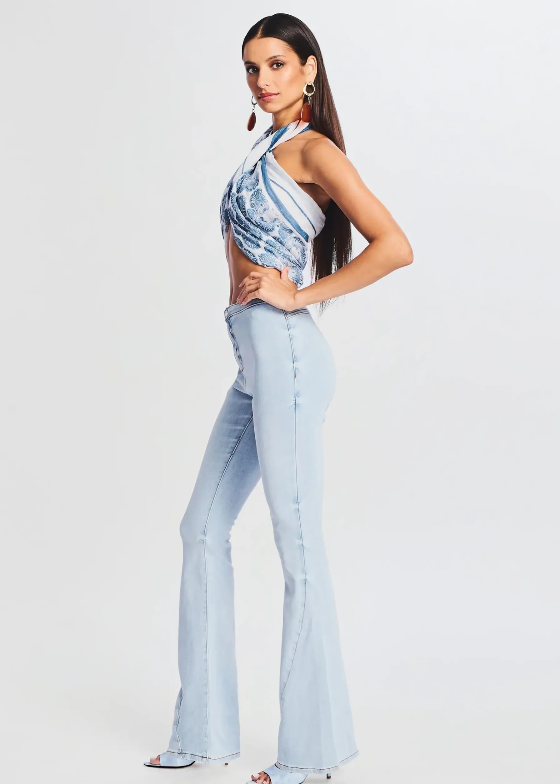 Retrofete Nora Mid Rise Flare Jean Skylight Cheap