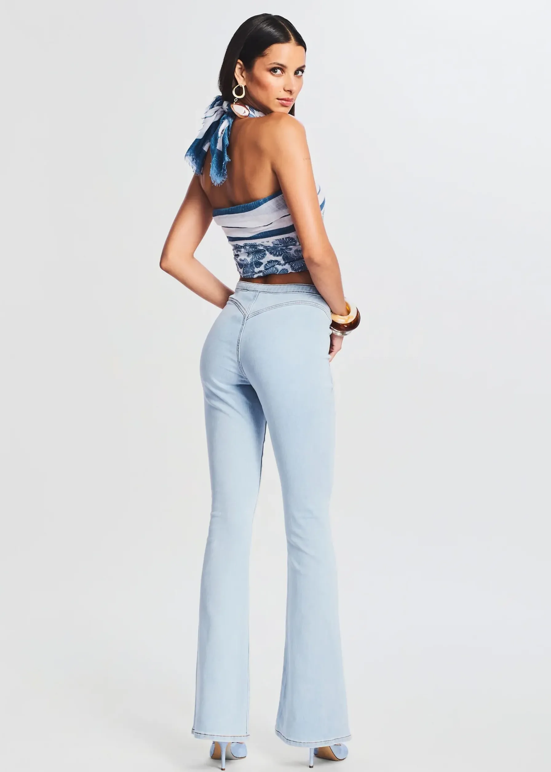 Retrofete Nora Mid Rise Flare Jean Skylight Cheap