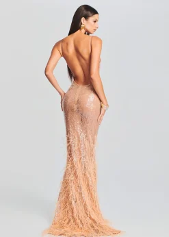 Retrofete Odessa Sequin Feather Dress Tannin Online