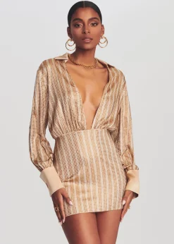 Retrofete Oliver Embellished Silk Dress Nude Store