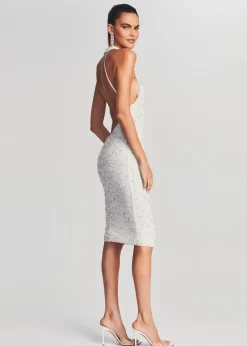 Retrofete Olivia Midi Sequin Dress White Store