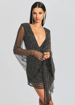 Retrofete Opal Crystal Embellished Dress Black with Silver Sale
