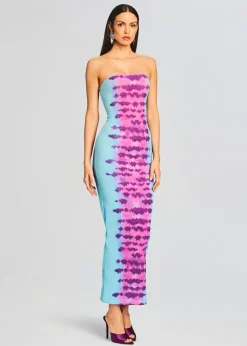 Retrofete Opal Long Dress Turquoise and Pink New