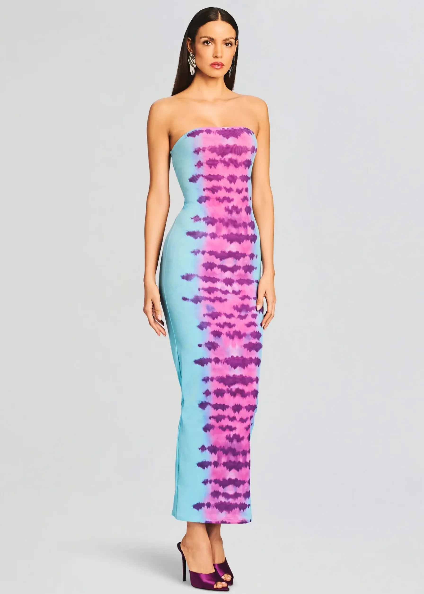 Retrofete Opal Long Dress Turquoise and Pink New