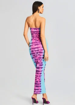 Retrofete Opal Long Dress Turquoise and Pink New