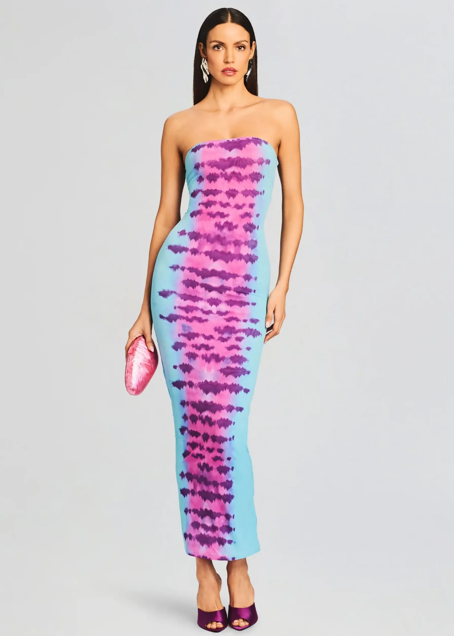 Retrofete Opal Long Dress Turquoise and Pink New