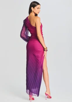 Retrofete Paige Long Dress Pink and Purple Hot