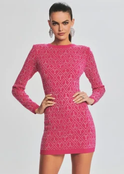 Retrofete Palmer Embellished Sweater Dress Iridescent Dragonfruit Best
