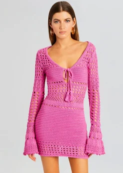 Retrofete Peony Knit Crochet Dress Paradise Pink Best Sale