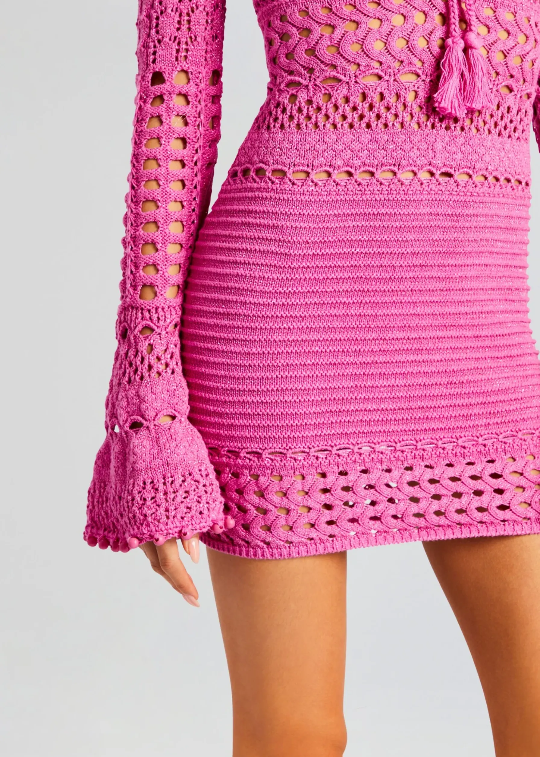 Retrofete Peony Knit Crochet Dress Paradise Pink Shop