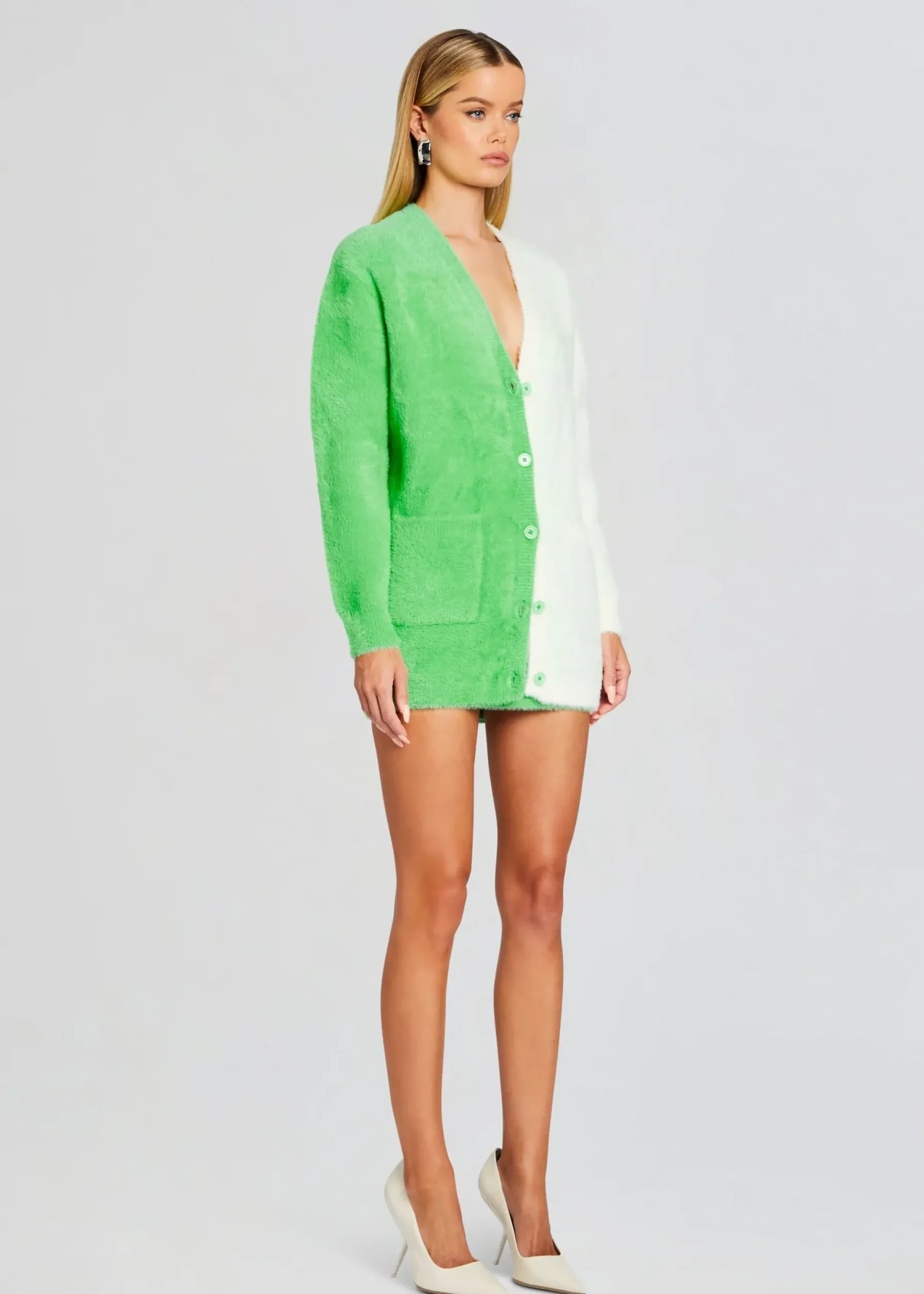 Retrofete Pepper Fuzzy Cardigan Pistachio/Cream Sale