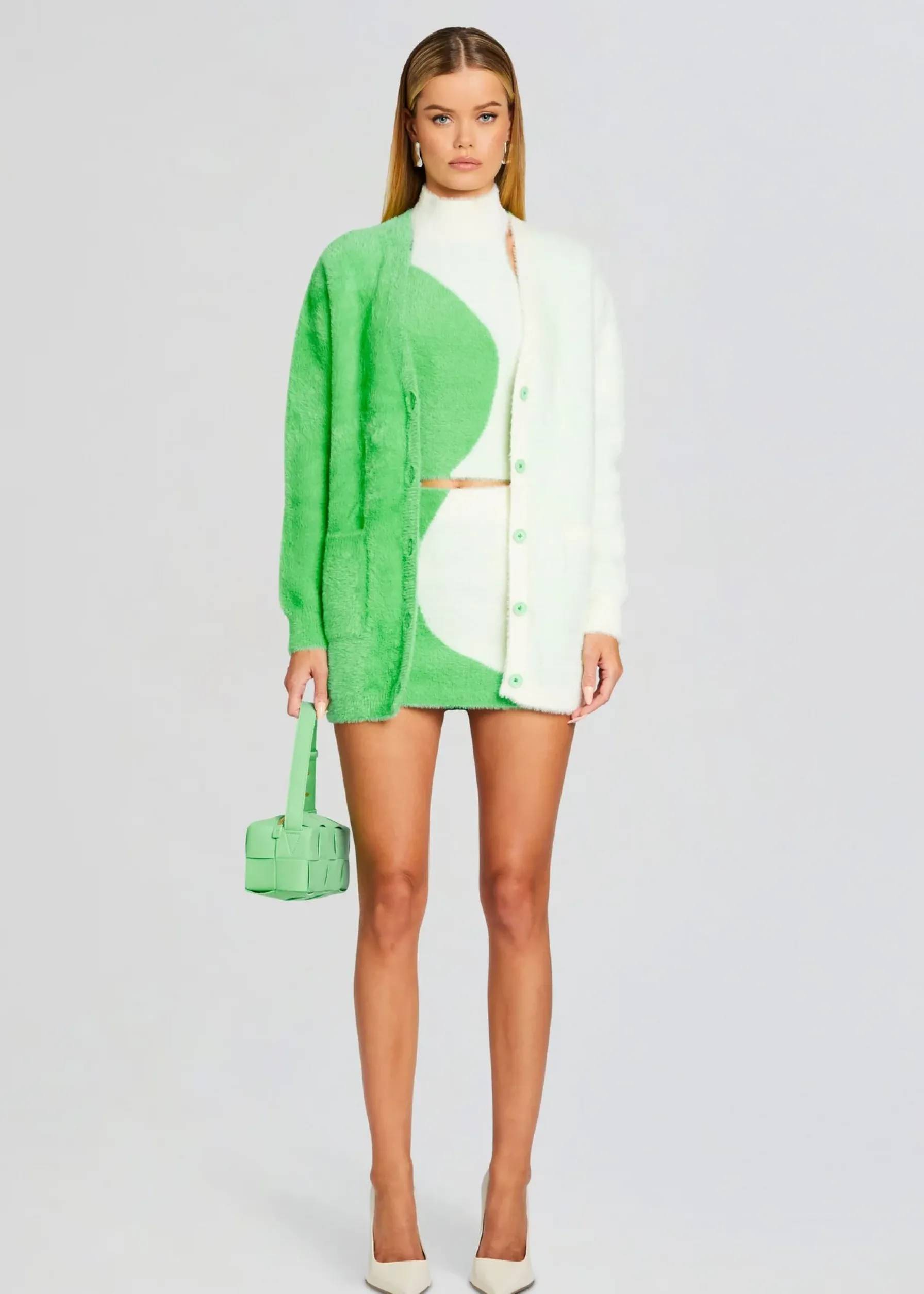 Retrofete Pepper Fuzzy Cardigan Pistachio/Cream Sale