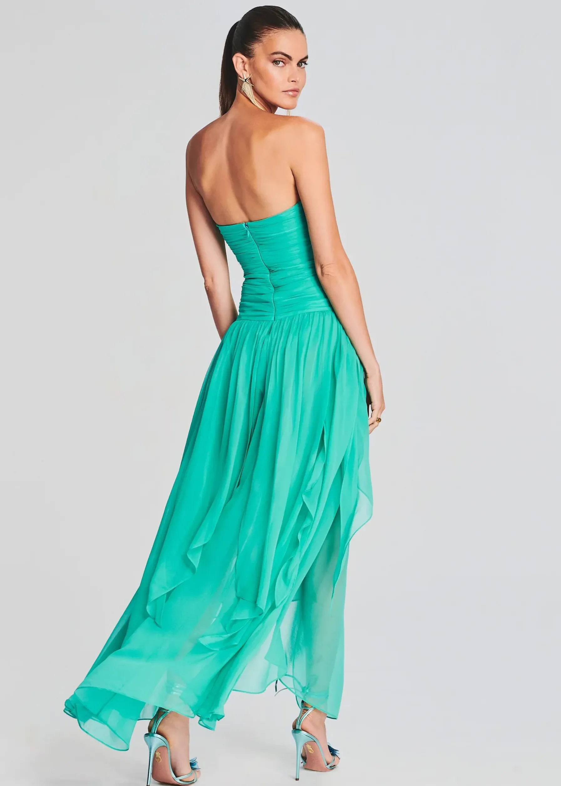 Retrofete Perola Silk Chiffon Dress Sea Foam Cheap