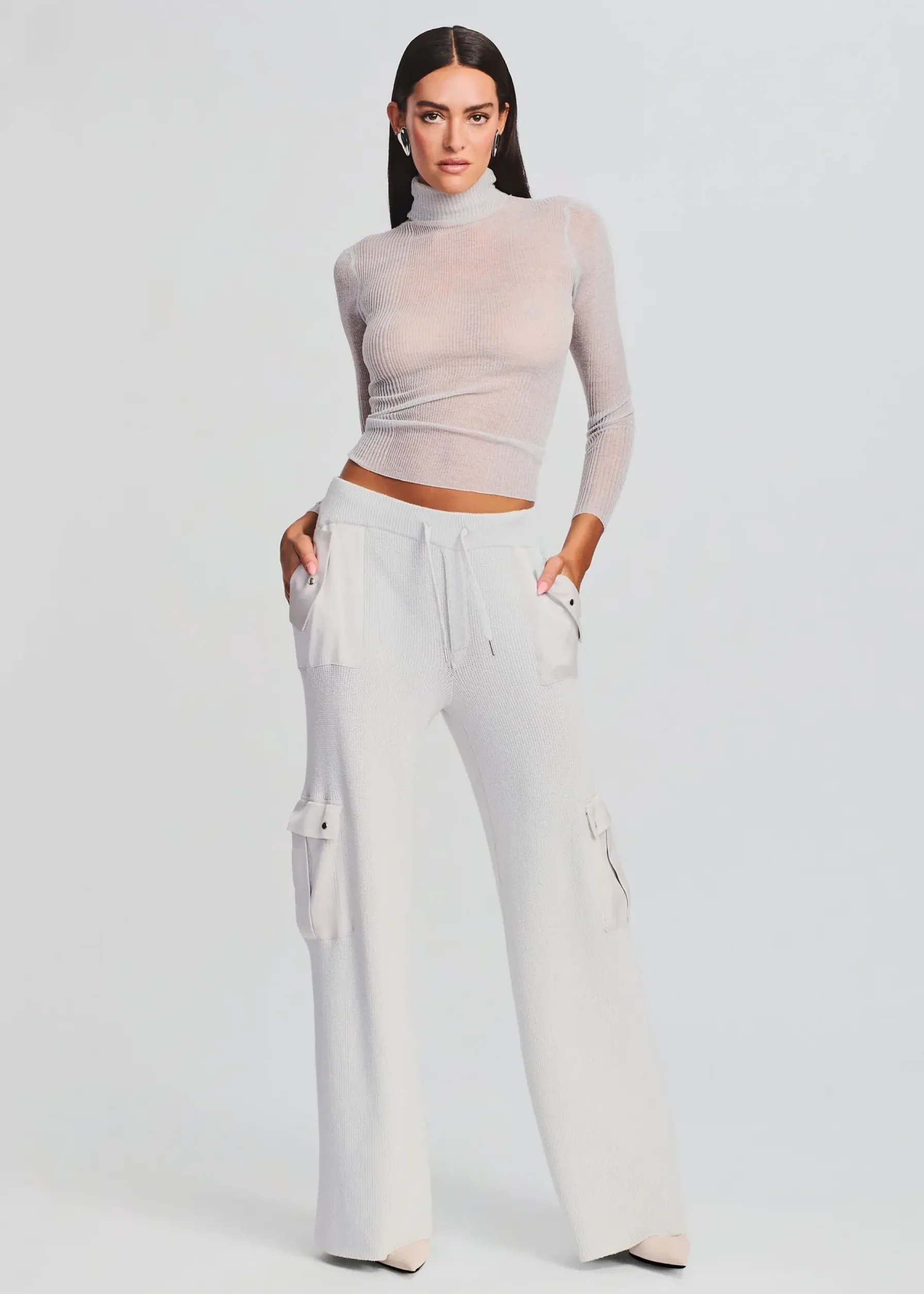 Retrofete Poe Knit Cargo Pant Silver New
