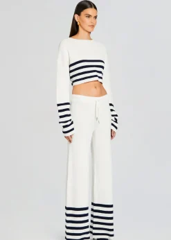 Retrofete Poe Knit Pant White/ Navy Fashion