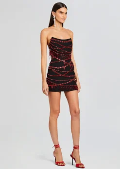 Retrofete Prae Crystal Embellished Dress Black/Red Fashion