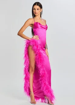 Retrofete Priscilla Feather Dress Neon Pink Flash Sale
