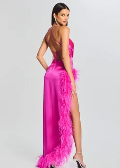 Retrofete Priscilla Feather Dress Neon Pink Flash Sale